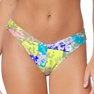 Raisins Juniors' Oahu Printed V-Shape Bikini Bottoms Size L NWT